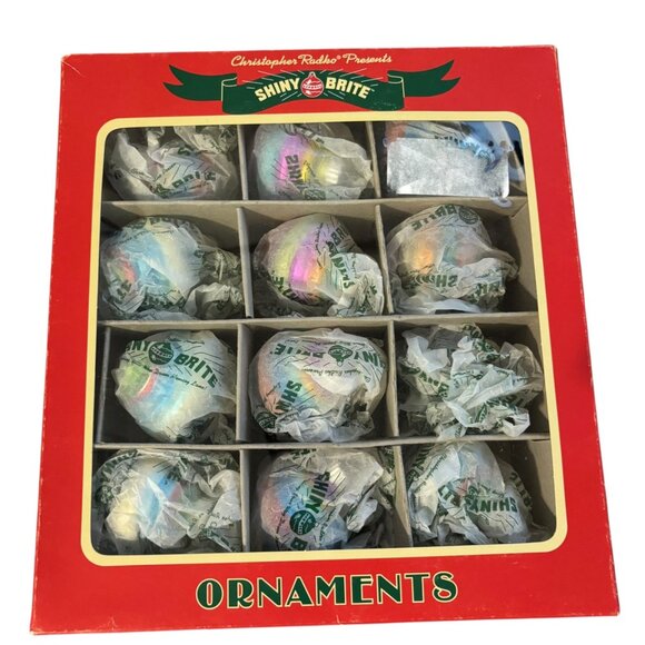 Christopher Radko Shiny Brite Retro Ribbed Glass Ornaments Box Set 36 Multicolor - Picture 8 of 13